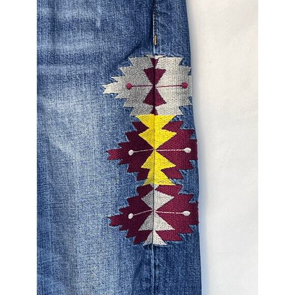 Vintage Miss Me Women 28 Blue Boyfriend Embroidered Button Fly Hippie Boho Jeans - Picture 10 of 12